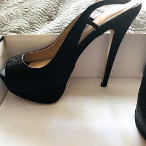 Black high heeled platforms